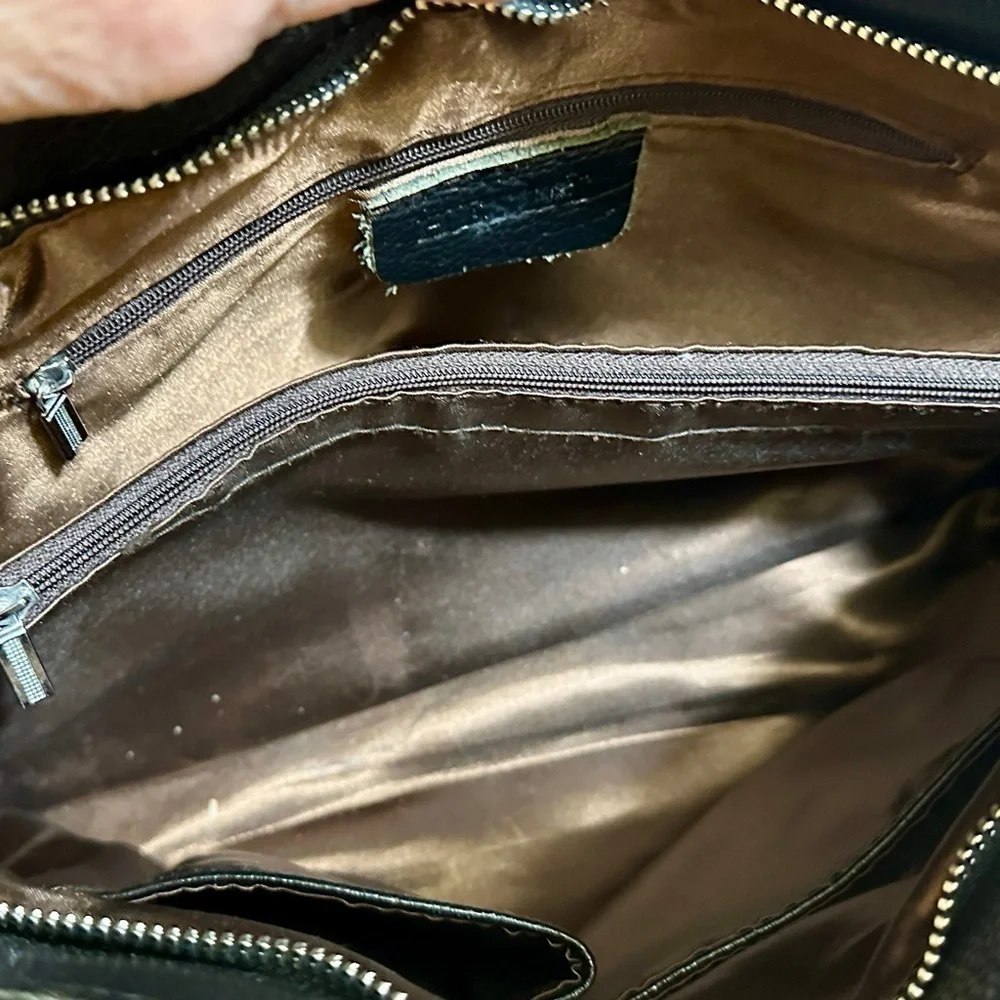 HESHE,Black Casual, Leather Hobo Hand/Shoulder Bag With High Quality Silver Trim